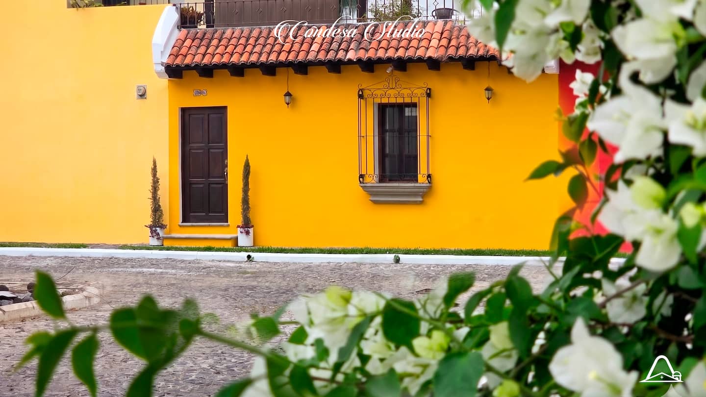 The colorful entrance to the community near Antigua